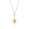 Nuevo Collar de Moda de Lujo Ligero con Estrella de Cuatro Puntas para Mujer, Cadena para Clavícula Dulce y Linda de Acero de Titanio, Collar de Zirconia de Temperamento de Alta Gama