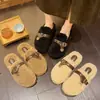 Pantuflas de Algodón con Suela Gruesa para Otoño e Invierno para Mujer, Pantuflas Peludas para Uso en Exteriores, Medias Pantuflas de Punta Cerrada para Uso en Casa