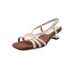 Sandalias Abiertas de Hebilla Metálica Estilo Bohemio~Estilo Socialité Elegante 2026 Verano Tacones Altos Estilo Socialité para Mujer