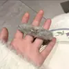 Grampo de Veludo com Laço de Strass Original Coreano para Mulheres, Presilha de Franja Lateral de Alta Qualidade, Acessório de Cabelo Versátil, Novo Pelúcia
