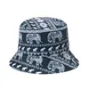 Chapéu de Pescador Elefante Estilo Étnico Proteção Solar Chapéu de Sol Chapéu de Bacia Dupla Face Chapéu com Máscara Facial Estampada Feminino Masculino Europeu e Americano