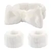 Faixa de Cabelo para Spa e Pulseiras de Pulso Combinando para Lavar o Rosto Pele Suave Laço Macio para Maquiagem Facial Faixa de Cabelo para Banho