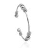 Pulsera geométrica nueva de doble cuenta metal retro europea y americana pulsera tipo C abierta venta al por mayor de joyería para mujer Yiwu