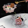 Taza de Vidrio Transparente con Forma de Encaje Creativo, Taza Linda para Helado de Uso Diario, Taza para Postre, Taza Doméstica para Bebidas Frías, Estilo Ins