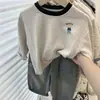 Dois Amigos Pequenos Novo Desenho Estampa de Urso Meninos Manga Longa Estilo Coreano Versátil Camiseta Tops para Bebê Menina Transfronteiriço