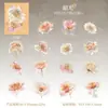 Hermoso Día Pegatinas para Mascotas Serie de Pintura de Flores Flotantes Tema Floral Material de Decoración para Bloc de Notas Pegatinas 15 Piezas