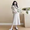 Vestido para Mujeres Embarazadas 2024 Otoño e Invierno Nueva Moda Temperamento de Alta Gama Impermeable Chaleco de Lana de Visón Vestido de Punto Base Delgado