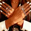Anillo Set de Tendencia de Moda Transfronteriza Europea y Americana, Anillo Asimétrico Exagerado, Joyería de Anillos Articulados Multipieza Personalizada