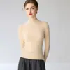 Suéter Tricô Baicai Velvet 100% Caxemira Pura Outono/Inverno Novo Estilo Gola Meia-Alta Listrado Tricô Sem Costura Peça Única Casual Versátil