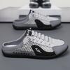 Sapatos Meia Baotou Masculino 2025 Verão Novo Malha Respirável Slip-on Sapatos Preguiçosos Modernos Versáteis Sapatos de Malha Respirável