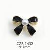 Nova Internet Celebridade Chanel Estilo Nail Art Liga Joias Óleo Gota Preto e Branco Pérola Bow Decoração Unhas CZS1428