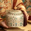 Bote para té con patrón de rama enredada de oro y plata de Dunhuang, bote grande para almacenar té, bote de té sellado a prueba de humedad de alta gama para el hogar, bote vacío
