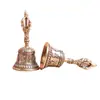 Campana de Latón de los Ocho Inmortales del Tíbet, Adorno de Campana de Cobre Estilo Étnico Vintage, Artesanía de Campana de Manivela Manual del Tíbet, Objeto Decorativo de Latón Antiguo