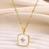 Colar de Titânio Aço com Concha Branca Estrela Lua Estilo Simples Fresco Transfronteiriço Corrente Clavícula Borboleta Ouro 18k Moda Feminina