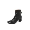 Botines Delgados de Piel de Oveja Estilo Europeo Puntiagudos 2026 Otoño/Invierno Tacón Medio Grueso Cierre Trasero Versátiles para Viajar Botines de Piel Genuina para Mujer
