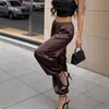2026 Europeu e Americano transfronteiriço Amazon novo produto feminino cetim solto calça lanterna Aladdin cintura alta jogger calça casual