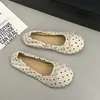 Zapatos planos sin cordones de suela blanda con lunares y lazo, mocasines planos de nuevo estilo, zapatos de tela tipo gorro de abuela, estilo francés