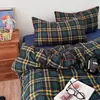 2026 Novo Conjunto Simples de Lã Bouclê Xadrez de Quatro Peças Conjunto Fresco e Simples para Estudantes Conjunto Popular de Quatro Peças