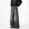 Pantalones vaqueros de hombre con efecto ondulado de agua, nueva colección otoño 2026, pantalones rectos estilo americano, pantalones largos de pierna ancha de corte holgado de moda