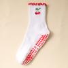 Calcetines de yoga para mujer, calcetines de caña media con dispensador antideslizante, encaje de hongo, bordado de cereza, entrenamiento profesional, correr, Pilates