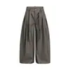 Pantalones Anchos para Hombre con Cordón Bolsillos de Doble Pliegue Estilo High Street Americano Sentido del Diseño Color Sólido Pantalones Casuales Relajados