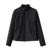Novo casaco de lã slim fit com gola alta para outono e inverno para mulheres, moderno e versátil, top básico slim fit de manga longa na cor sólida