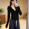 Novedad Otoño/Invierno Chaqueta con Capucha y Doble Cremallera para Mujer Manga Larga Adelgazante Estilo para Ir al Trabajo de Gama Alta Versátil Cálida