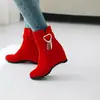 Botas de Cadena con Borlas Hebilla de Cinturón Botines Frostizados Estilo Coreano Cuña Interna Botas Casuales Botas de Comercio Exterior X238