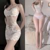 Lingerie Sexy Renda Transparente Camisola Sexy Estilo Irmã Real Pijama com Meia-Calça de Tela Estilo Pura Luxúria Feminina Bordado Verão
