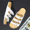 Suministro del Fabricante Nuevas Pantuflas con Suela de Corcho para Hombre Sandalias Retro de Ante Mate con Doble Hebilla