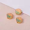 Cuentas Espaciadoras de Flor de Loto Caqui con Goteo de Aceite Chapadas en Oro Antiguo para Pulsera Collar Hecho a Mano Joyería Colgante Cuentas Sueltas Accesorios