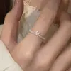 Anillo de Zirconia con Encaje Hueco Estilo Coreano en Forma de Corazón Dulce para Mujer, Moda de Nicho, Joyería de Anillo Abierto Elegante y Sencillo