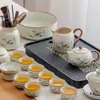 Lujo Ligero de Gama Alta Horno Ru Juego de Té Kung Fu para el Hogar Cerámica China Tetera Taza de Té Bandeja de Té Pequeña Juego de Regalo