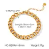Collar de Cadena Cubana de Acero de Titanio No Desvanecible Estilo Europeo y Americano con Oro de 18 Quilates, Joyería Versátil de Acero Inoxidable, Pulsera Transfronteriza