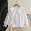 Camisa branca de algodão infantil 2026 nova blusa de outono para meninas blusa de meninas roupas infantis atacado