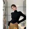 Moda Outono Inverno 2026 Emagrecedor Versátil Elástico Temperamento Gola Alta Camada Interna Camada Base Top Feminino