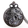 Reloj de bolsillo antiguo de cuarzo con forma de pulpo hueco, estilo steampunk, color negro, con cadena y collar, regalo para niños.