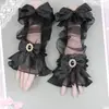 Acessórios de Cabelo Lolita Gótico Feitos à Mão Faixa de Cabeça de Renda Preta e Branca de Freira Headwear de Subcultura Bidimensional em Estoque