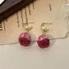 Brincos Originais de Pérola Flor Femininos Retrô Elegantes Longos com Franja Super Fada Rosa Rose