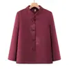 Elegante casaco de lã de outono para banquete de casamento da sogra, estiloso top de lã vermelho para mulheres de meia-idade e idosas no outono e inverno, estilo chinês