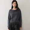 Suéter de punto fino, liso, de color sólido, holgado, de estilo francés, simple y versátil para mujer, hecho de una mezcla de cachemira