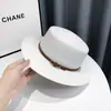 Chapéu de Palha de Topo Plano para Mulheres, Chapéu de Sol com Proteção UV para Praia no Verão, Chapéu de Palha Fresco Tendência Estilo Japonês