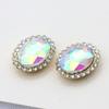 Gema de cristal de colores ovalada de 13 x 18 mm para hacer tú mismo, para ropa, sombreros, bufandas, decorativa, con garras y base dorada.