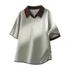 Camiseta tipo Polo de Manga Corta Falsa de Dos Piezas Estilo Americano para Hombre 2026 Verano Nueva Marca de Moda Cuello en V Talla Grande Casual Bloque de Color Superior