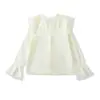 26051-26 Outono Estilo Francês Renda Gola Boneca Manga Longa Simples Camisa Top Leve