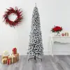 Árvore de Natal Flocada Árvore Lápis 1,2m - 2,1m Branca Nevada Densa Decoração de Árvore de Natal com Luzes LED