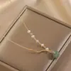 Colar de Pérolas de Jade Hetian Feminino Verão Luxo Acessível Nicho Corrente para Clavícula Feminino Pingente de Alto Padrão Elegante Retrô Colar de Luxo Acessível