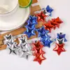 Pinza para el Cabello de Estrella de Cuero de Moda Pinza para el Cabello de Estrella de PU Día de la Independencia Pinza para Flequillo Lateral Accesorios para el Cabello del Festival del Día de la Independencia de América