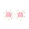 Aretes de botón redondos estilo Chanel de moda estilo coreano para combinar con todo, aretes de flor colgantes rosa dulce, aretes de flor de cinco pétalos para niña