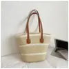Bolso de Paja con Encaje Nuevo para Mujer, Bolso Tote Grande de Verano, Bolso Tejido para Vacaciones en la Playa, Bolso de Hombro para Viajes Diarios al por Mayor